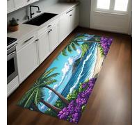 Alberi Di Cocco Verdi Tappeto Cucina 50x180 cm onde dell'oceano Lavabile Multiuso Resistente Passatoia Cucina Antimacchia Sotto Lavandino Fornelli