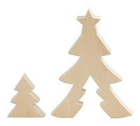 Alberi di Natale, altezza: 8+20 cm, larghezza: 6,5+14,5 cm, compensato, 1 set, profondità 2 cm