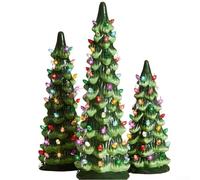 Alberi di Natale da tavolo dipinti a mano, con luci a LED e timer automatico, per la decorazione della casa festiva e creare un'atmosfera incantevole per le vacanze (set)