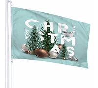 Alberi di Natale Flag Decor 3x5 Ft White Dove Ball Silver Luxury Artistic Font Bagattella Elegante poliestere Stampato Motivo Decorazioni per esterni per case e giardini