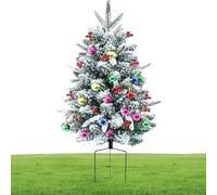 Alberi di Natale su aste all'aperto, alberi di Natale per il sentiero | alberi di Natale da 29,5 pollici con neve, riempitivo di vasi di Natale, albero di Natale illuminato all'aperto, decorazione per