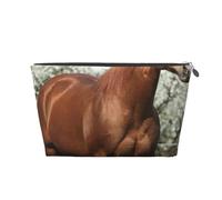 Alberi in fiore di cavalli stampati, Borsa da toilette Borsa per trucco Borsa per cosmetici Borsa da toilette da viaggio portatile
