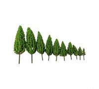 Alberi modellini in plastica per diorama ferroviario, giochi di guerra in miniatura e paesaggi - 10 pezzi altezze assortite (4,8-16 cm), scala 1:100, verde