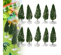 Alberi Plastici Verdi 11cm per Diorama Architettura | 10 , altezza 11cm, colore verde, base stabile, perfetto per layout ferroviari realistici