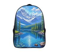 alberi verdi tracolla regolabile zaini da viaggio montagna e lago scuola satchel 3d stampato 2 scomparto grande capacità zaino per studenti-16,per uomo donna per adulti cresciuti per escursionismo