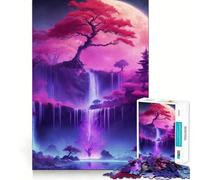 Albero a cascata Bonsai Neon Puzzle da 1000 pezzi per adolescenti Divertimento stimolante per la mente Taglio di alta precisione Attività rilassante per una pausa mentale (38x26cm)