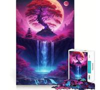 Albero a cascata Bonsai Neon Puzzle per adulti da 1000 pezzi Gioco di memoria Divertente Componenti robusti e precisi alleviare lo stress (38x52cm)