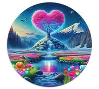 Albero a forma di cuore Puzzle 1000 Pezzi Rotondo Gioco di Puzzle 1000 Pezzi per Adulti Paesaggio Fantastico Difficile Rilassante Concentrazione Decorazione Casa Regalo Collezione Arte