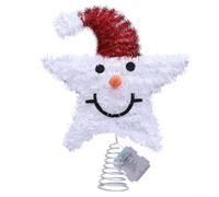 Albero a forma di stella illuminato a LED con pupazzo di neve, realizzato in ferro per decorazioni affidabili e per le festività (A)