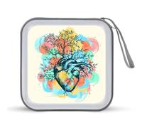 Albero Acquerello Cresce Cuore Umano Divertente CD Case Organizer 40 Capacità DVD Collection Storage Bag Portafoglio per Auto Casa Viaggio