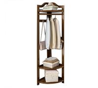 Albero ad angolo autoportante con scarpiera e appendiabiti, organizer in legno con mensola, ideale per casa e ufficio (marrone)