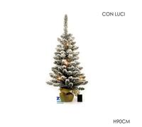ALBERO ALBERELLO DI NATALE INNEVATO LUMINOSO CON 50 LED LUCE CALDA CM 90 H