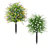 Albero artificiale a sfera con fiori, 55 cm, pianta artificiale in vaso, resistente ai raggi UV, in PE, arbusto verde per giardino anteriore, decorazione esterna, base ponderata (colorato)