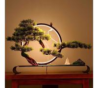 Albero artificiale con anello per lampada, bonsai di pino finto in vaso, decorazione per casa e ufficio, pianta di incenso Zen realistica