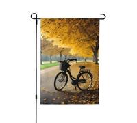 Albero autunnale con vecchie bandiere decorative per esterni, decorazione da giardino su entrambi i lati, per tutte le stagioni e le vacanze