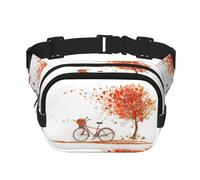 Albero autunnale con vecchie biciclette stampate borsa da vita elegante e pratica, regolabile, ideale per viaggi e attività all'aperto, nero, taglia unica, Nero, Jeden rozmiar