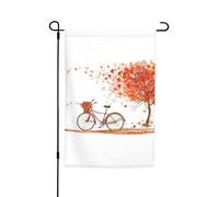 Albero autunnale da giardino con bandiere antiche con stampa di bici antiche 30,5 x 45,7 cm, su entrambi i lati, decorazione stagionale per la casa all'aperto e per tutte le stagioni