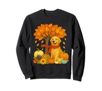Albero Autunnale del Ringraziamento Autunno Golden Retriever Fogli Felpa