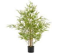 tectake® Albero di Bambù Artificiale, Foglie Realistiche, Vaso in Plastica, Decorazione per Soggiorno, Ufficio e Interni, Facile da Pulire, Arredamento - 120 cm