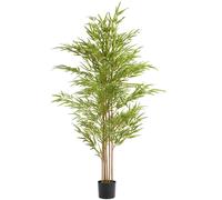 tectake® Albero di Bambù Artificiale, Foglie Realistiche, Vaso in Plastica, Decorazione per Soggiorno, Ufficio e Interni, Facile da Pulire, Arredamento - 180 cm