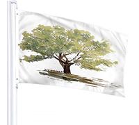 Albero Bandiera 4x6 FT Quercia Ramo Foglia Ponte nel Parco Bandiere per Esterni Grande Benvenuto Cortile Striscioni Casa Giardino Cortile Prato Decor Verde Marrone