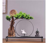 Albero Bonsai Artificiale Creativo in Vaso, pianta Verde per Soggiorno, Bonsai di Pino simulato, Fiori Finti Decorativi e Ornamenti per Il Paesaggio Domestico (F)