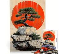 Albero Bonsai e Sole Rosso Adolescenti Puzzle da 1000 Pezzi Sviluppo Cerebrale Evasione Consapevole Pulizia Unire Sorpresa Festiva (38X52CM)