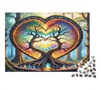 Albero Colorato a Forma di Cuore Puzzle per Adulti Puzzle 1000 Pezzi Carta Tema Foresta Relax Mente Famiglia Decorazione Regalo 70x50cm/1000pcs