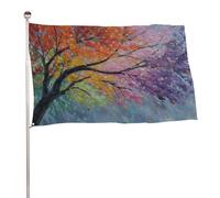 Albero colorato con foglie che soffia bandiera 3x5 Ft Outdoor Garden Bandiere Banner Decor Per Cortile Portico Prato Fattoria