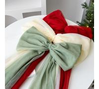 Albero con fiocco in rete per decorazioni natalizie, progettato per personalizzare il fai da te e facile da appendere su rami di alberi o feste (rosso chiaro)