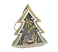 Albero con Natività Cm 14/18h + Luce a Batteria Decorazione Natale Idea Regalo