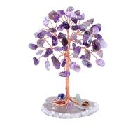 Albero Cristalli Albero Della Vita, 9-10 cm Mini Albero Della Vita Regalo Dell'albero di Cristallo Per Chakra Reiki Regalo Home Office Decorazione da tavola Regalo Ornamento Scultura (Ametista)