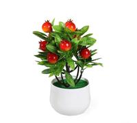 Albero da frutto artificiale in vaso in plastica, piccola pianta finta per decorazione di interni, soggiorno, camera da letto, ufficio, da tavolo (melograno)