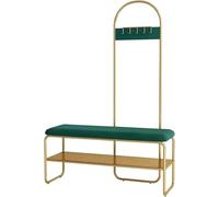 Albero da Ingresso con Panca per Scarpie, Panca da Ingresso con Appendiabiti, Albero da Ingresso con Panca E Scarpiera, Panca da Fango con 5 Ganci, Appendiabiti per Came, Green, 80 x 32 x 168 cm
