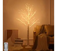 Albero Decorativo LED betulla 150 cm 8 modalità luce lampada ad albero bianco caldo albero artificiale Natale Betulla Lampada da Pavimento per Il Matrimonio Soggiorno Camera da Letto Festa Regalo