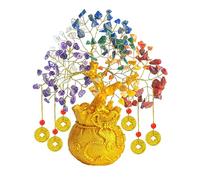 Albero dei 7 Chakra con cristalli base forma di vaso con monete artificiali per la Decor della casa portafortuna 6 monete Feng Shui albero dei soldi dorato regali spirituali per donne mamme sorelle