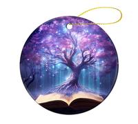 Albero dei sogni sul libro albero di Natale appeso ciondolo rotondo in ceramica ornamenti di Natale per la decorazione della casa festa 1 pz