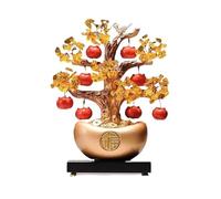 Albero dei soldi Ciondolo a forma di albero cristallo con fortuna e cachi, ornamenti che attraggono la ricchezza, scrivania da soggiorno, citrino Albero di cristallo(Gold)