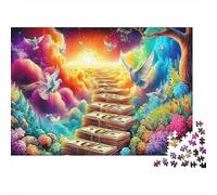 Albero dei Soldi Puzzle in cartone Scala verso il paradiso con colombe e fiori Puzzle premium gioco familiare regalabile 38x26cm/1000 pezzi
