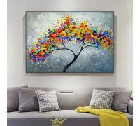 Albero della felicità dipinto a olio su tela, poster e stampa artistica astratta da parete, quadro moderno da parete per soggiorno, arredamento per la casa, 50x70 cm (20x28 pollici), cornice interna