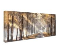 Albero della foresta soleggiato Stampa su tela con cornice Bosco marrone Astratta Pittura Stampe da Parete Quadri Moderni Poster da parete Decorazioni da parete soggiorno Camera da letto 50x120cm