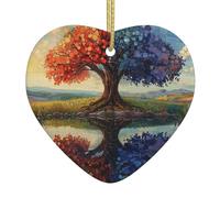 Albero Della Vita Bosco Colorato Albero Lago Nature Paesaggio Ornamenti Di Albero Di Natale Ciondoli Natalizi Ceramica Ornamento In Ceramica Natalizia Con Cordino Christmas Party Bomboniere