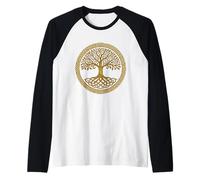 Albero della Vita Celtico Nodo Cerchio Maglia con Maniche Raglan