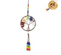 Albero della Vita Ciondolo Auto Portafortuna con Cristalli 7 Chakra,Appendino Decorativo per Specchietto Retrovisore,Regalo Benessere e Protezione per Auto