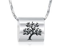 Albero della vita, collana con urna per cenere per uomini e donne, gioielli per cremazione per collana con ciondolo in acciaio inox Keepsake Memorial Urne Lockets, Acciaio inossidabile, Nessuna pietra