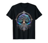 Albero della Vita con Luce del Nord Fantasy Art Design Maglietta