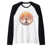 Albero della Vita con Nodi celtici Toni Arancione e Terra Maglia con Maniche Raglan