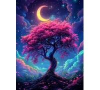 Albero Della Vita Dipingere con i Numeri Adulti Luna Dipingere con i Numeri Bambini 7 anni, Kit per Dipingere con Pennelli e Pigmento Acrilico, Hobby Creativi Adulti, Decorazioni Casa 100x130cm YH-317