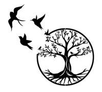 Albero Della Vita In Metallo Decorazione Murale Silhouette Art, Decorazione da Parete Nera Silhouette Wall Art per La Casa, Camera da Letto,Giardino (Bird 50cm)