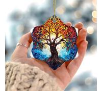Albero della vita in vetro colorato, ornamenti di Natale, alberi genealogici, bohémien, arcobaleno, porcellana, decorazioni per feste di Natale, palline di Natale rotonde in ceramica, regalo per